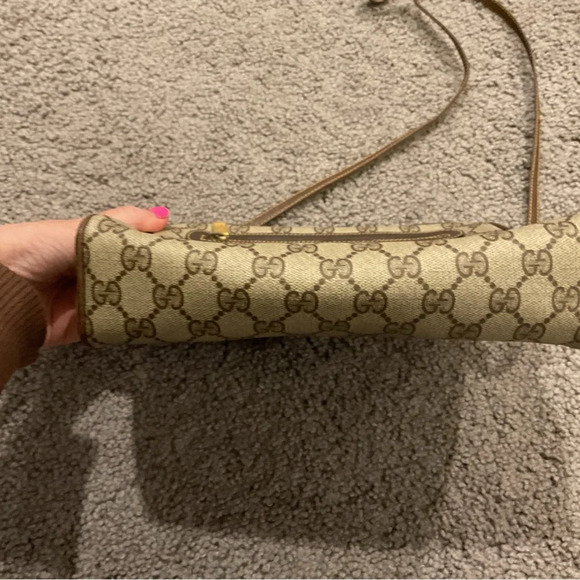 Gucci Vintage 90s Monogram Brown Leather Crossbody Purse Shoulder Bag Y2K Gift! - Picture 10 of 12
